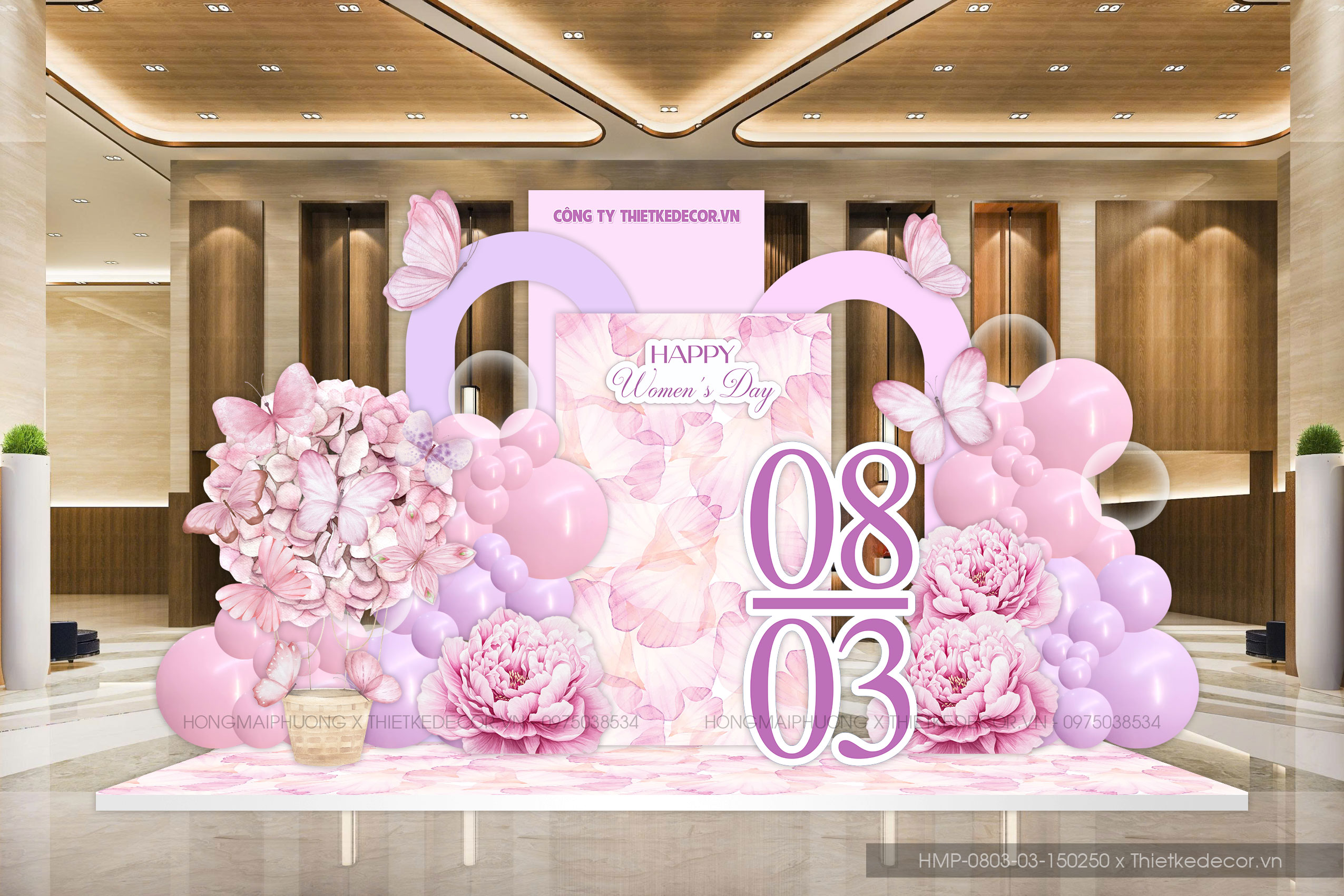 File thiết kế trang trí decor chào mừng ngày Quốc tế Phụ nữ 8 tháng 3 tone hồng- tím